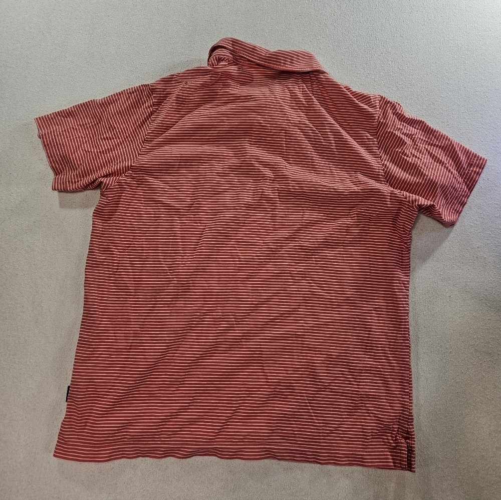 Patagonia Polo Shirt XL Orange Striped Organic Cotton Pocket - Picture 7 of 7